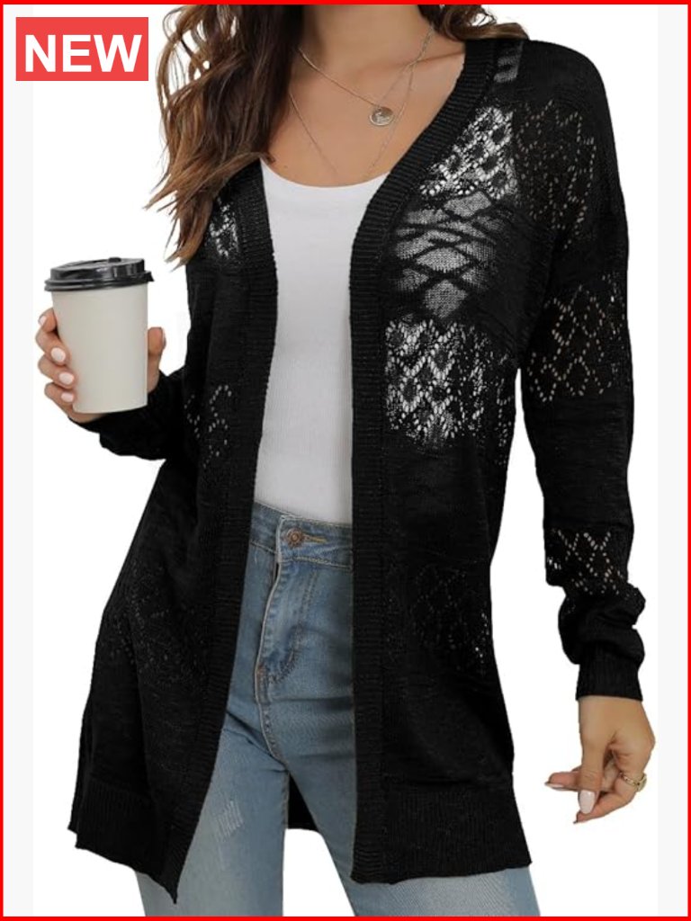 Lightweight Cardigan Sweater Open Front Long Sleeve Boho Coverup